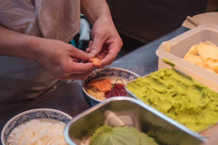 Sushi in Tsukiji Market.
