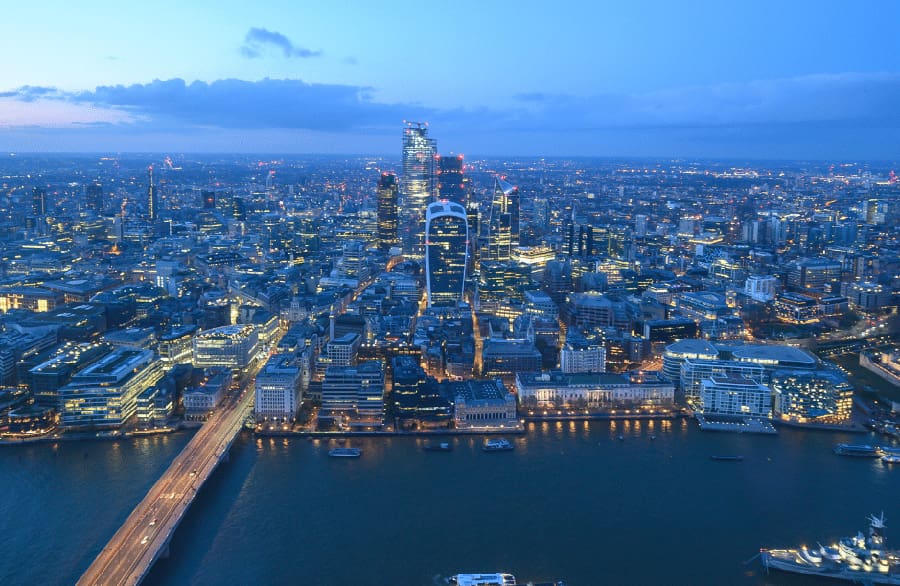 El distrito financiero visto desde The Shard