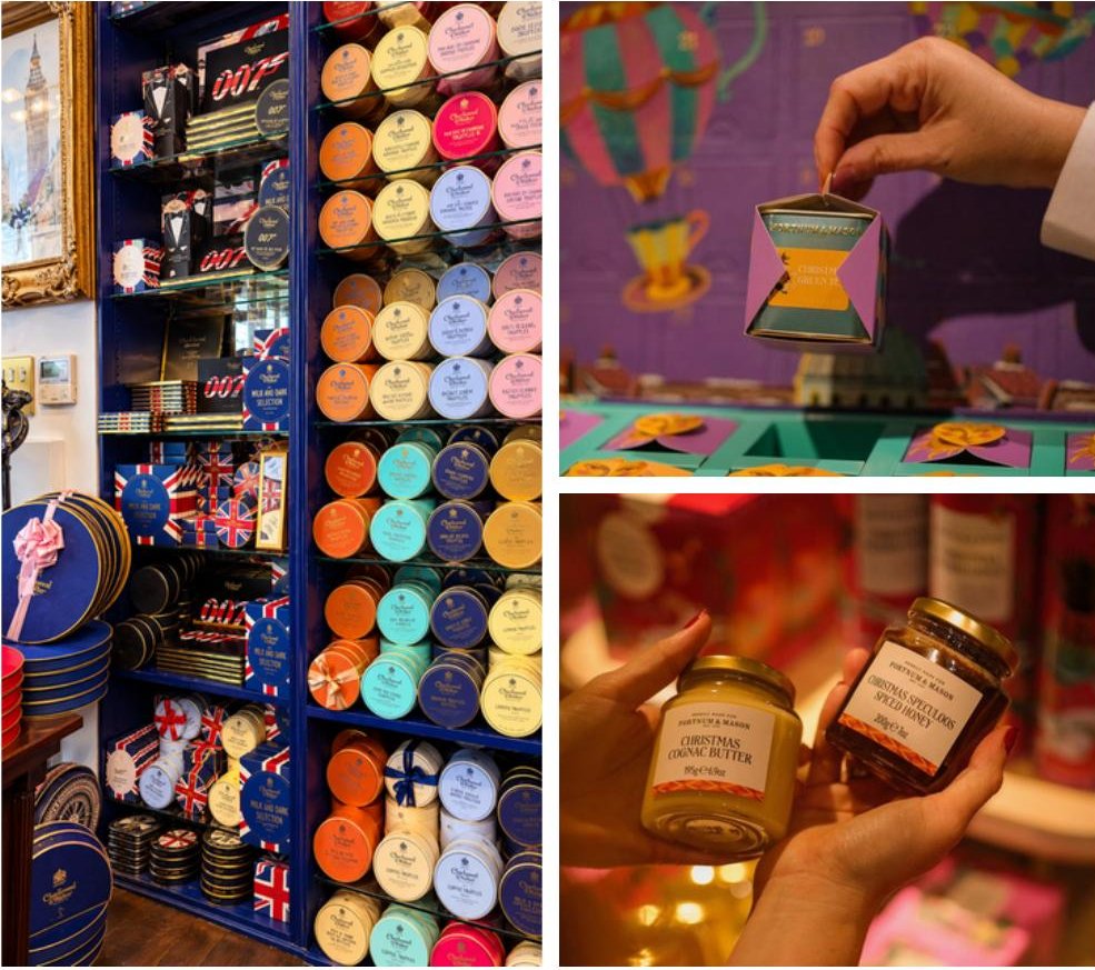 Latas de té, galletas y mermeladas en tiendas de souvenirs de Londres